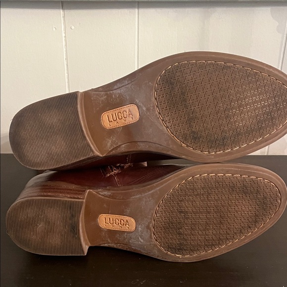 Women's Tall Brown Leather Heeled Riding Boots - Picture 10 of 10